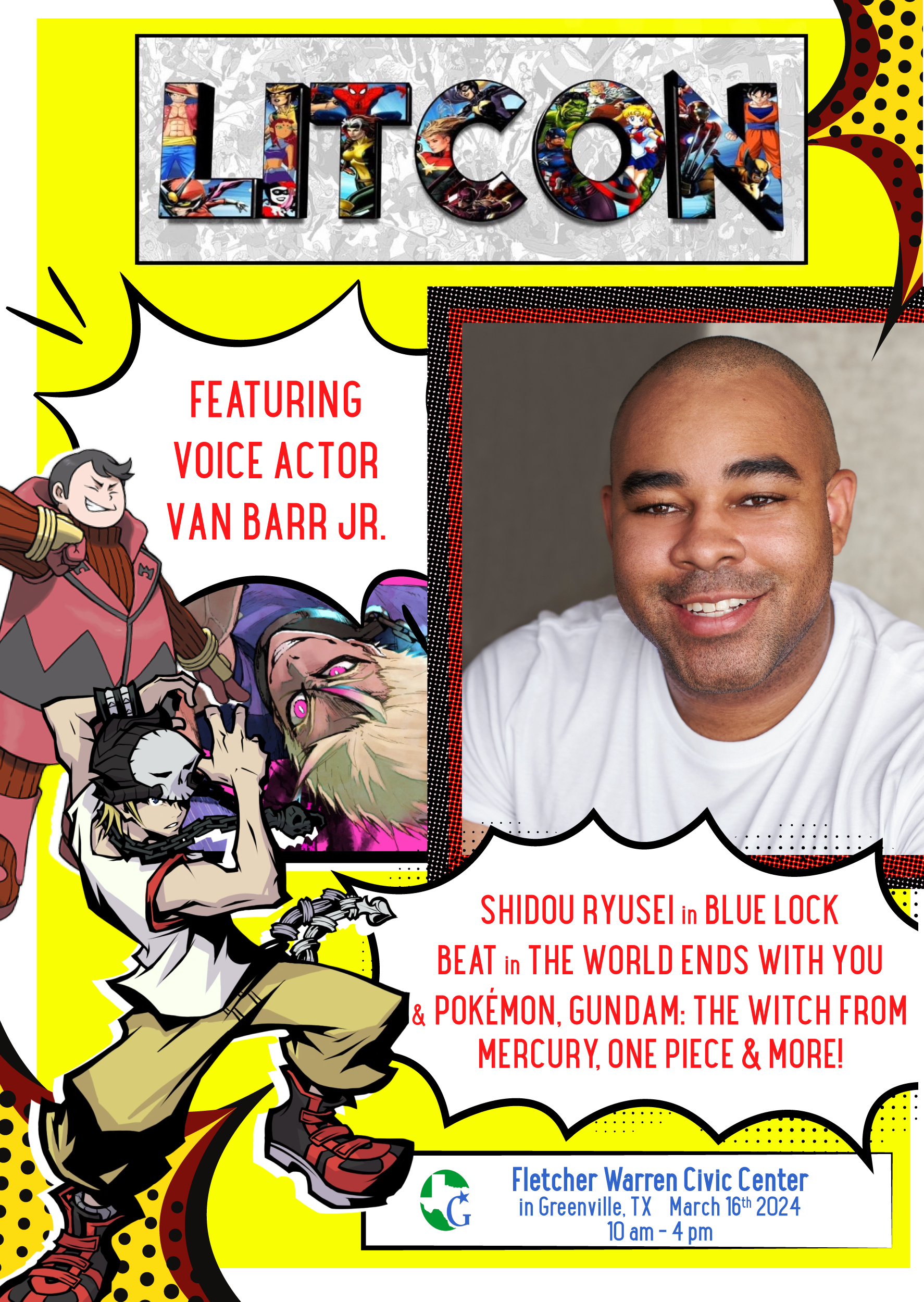 Van Barr Jr will be appearing at LITCON as a guest on March 16th, 2024 at the Fletcher Warren Civic Center in Greenville.